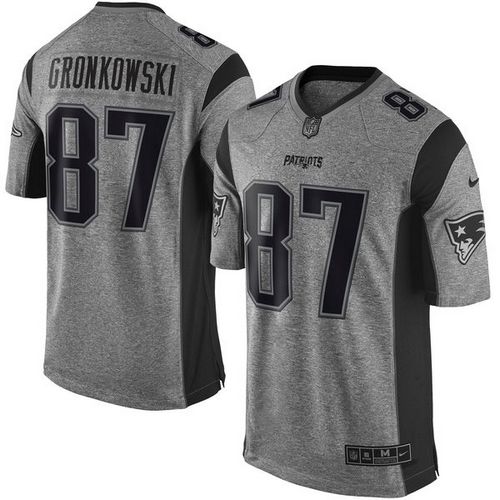 Nike Patriots #87 Rob Gronkowski Gray Men's Stitched NFL Limited Gridiron Gray Jersey - Click Image to Close